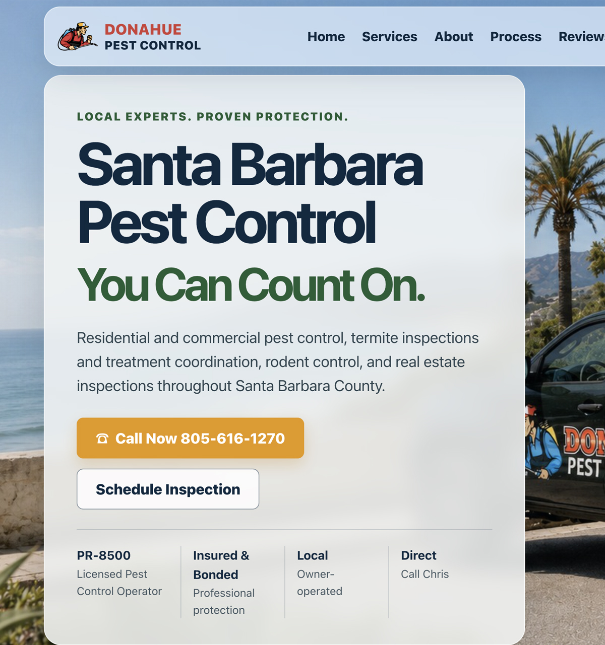 Donahue Pest Control website